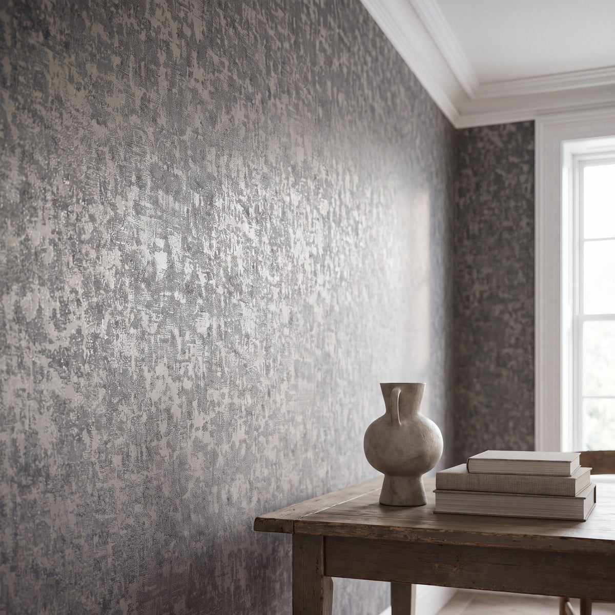 Scratched Plaster Wallpaper in Bronze Brown color - pattern number NT98058 - by Galerie in the New Touch collection