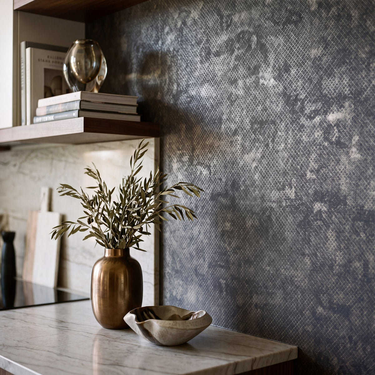 Crosshatch Wallpaper in Black color - pattern number NT98061 - by Galerie in the New Touch collection