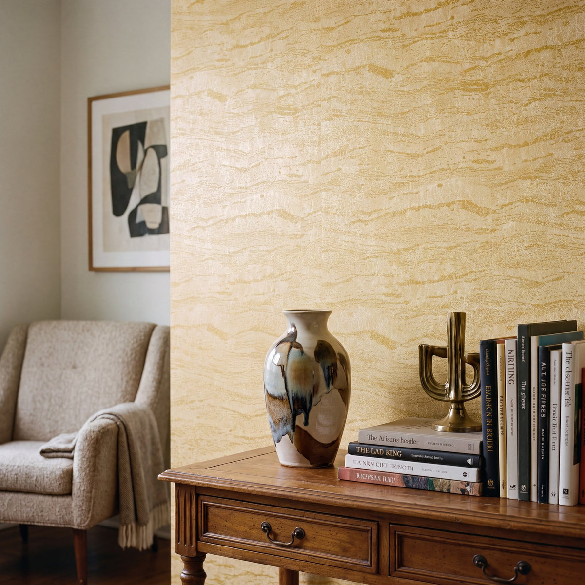 Ripple Wallpaper in Yellow color - pattern number NT98065 - by Galerie in the New Touch collection