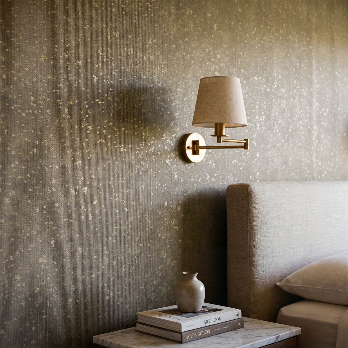 Worn Pinstripe Wallpaper in Gold color - pattern number NT98069 - by Galerie in the New Touch collection