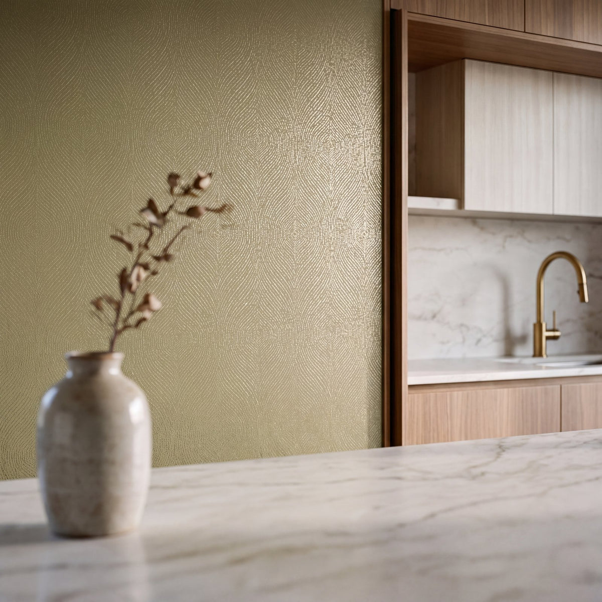 Contour Wallpaper in Green color - pattern number NT98074 - by Galerie in the New Touch collection