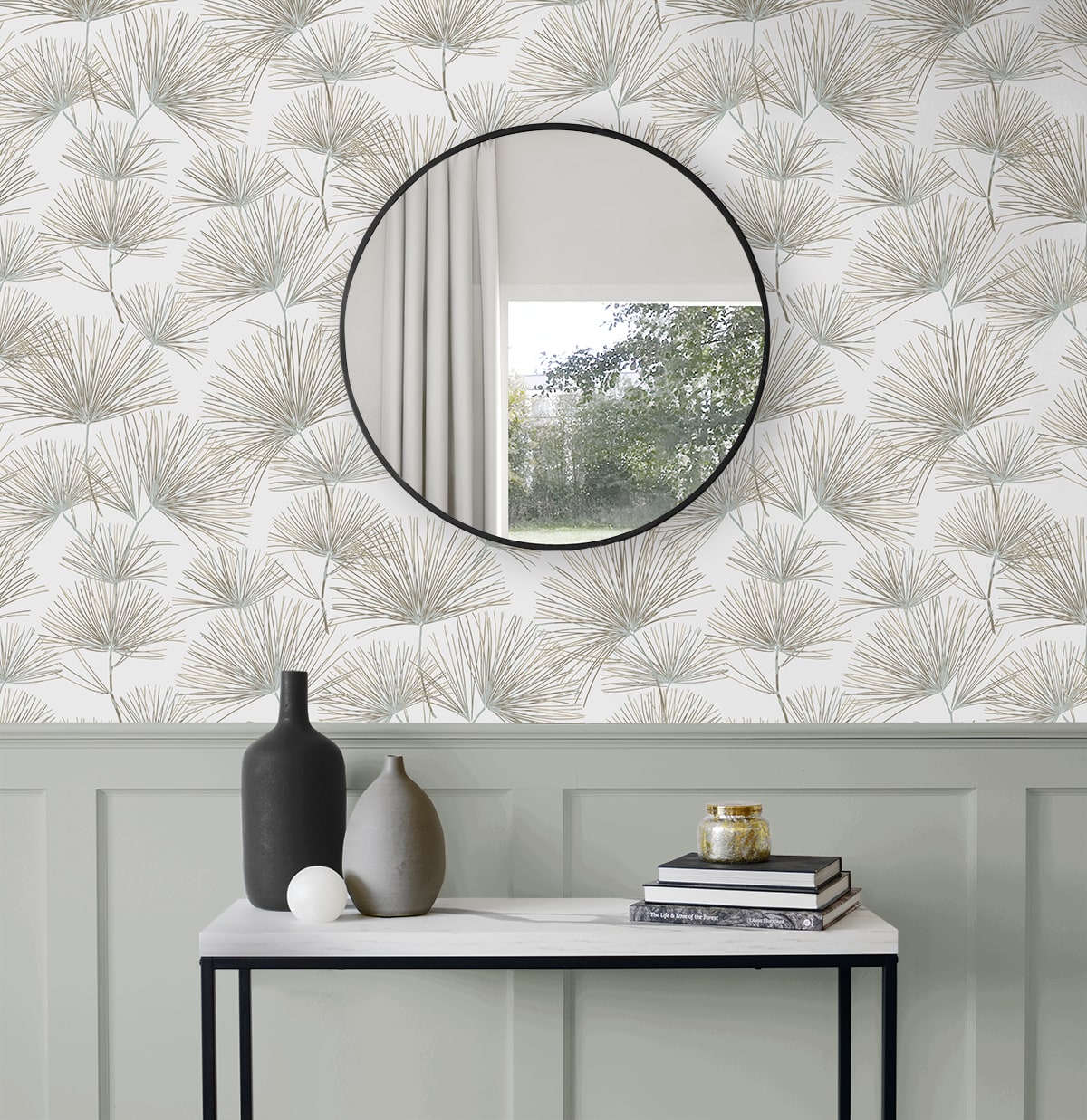 Pine Needles Peel and Stick wallpaper in cliffside color - pattern number NW52107 - by NextWall in the Peel and Stick Wallpaper by Nextwall collection