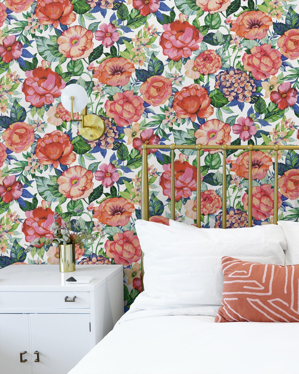Watercolor Floral Garden Peel and Stick wallpaper in spring blossom color - pattern number NW52905 - by NextWall in the Peel and Stick Wallpaper by Nextwall collection