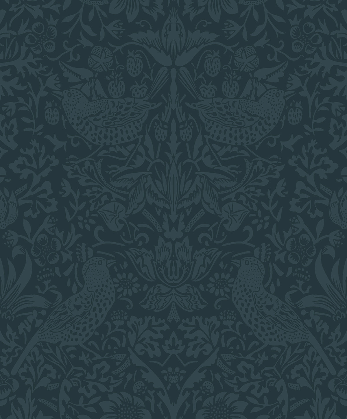 Tonal Bird Garden Peel and Stick wallpaper in slate blue color - pattern number NW54402 - by NextWall in the Peel and Stick Wallpaper by Nextwall collection