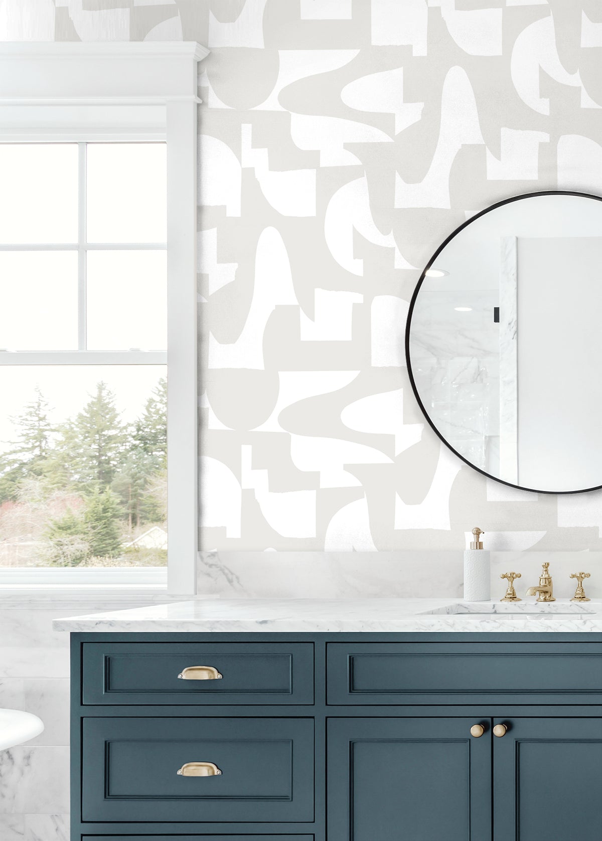 Organic Geometric Peel and Stick wallpaper in sea salt color - pattern number NW56507 - by NextWall in the Peel and Stick Wallpaper by Nextwall collection