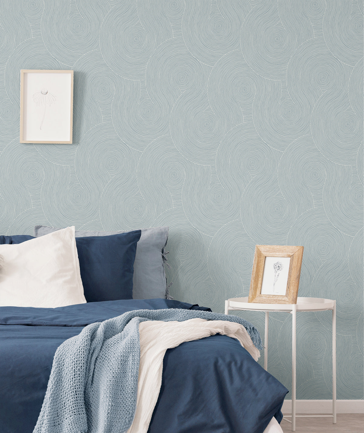 Swirl Geo Peel and Stick wallpaper in light blue color - pattern number NW56702 - by NextWall in the Peel and Stick Wallpaper by Nextwall collection