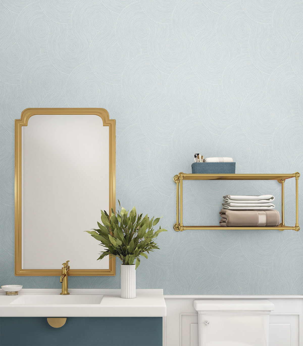 Swirl Geo Peel and Stick wallpaper in light blue color - pattern number NW56702 - by NextWall in the Peel and Stick Wallpaper by Nextwall collection
