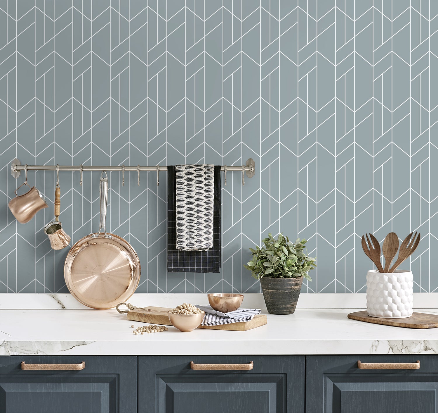 Geometry Peel and Stick wallpaper in light blue color - pattern number NW56802 - by NextWall in the Peel and Stick Wallpaper by Nextwall collection