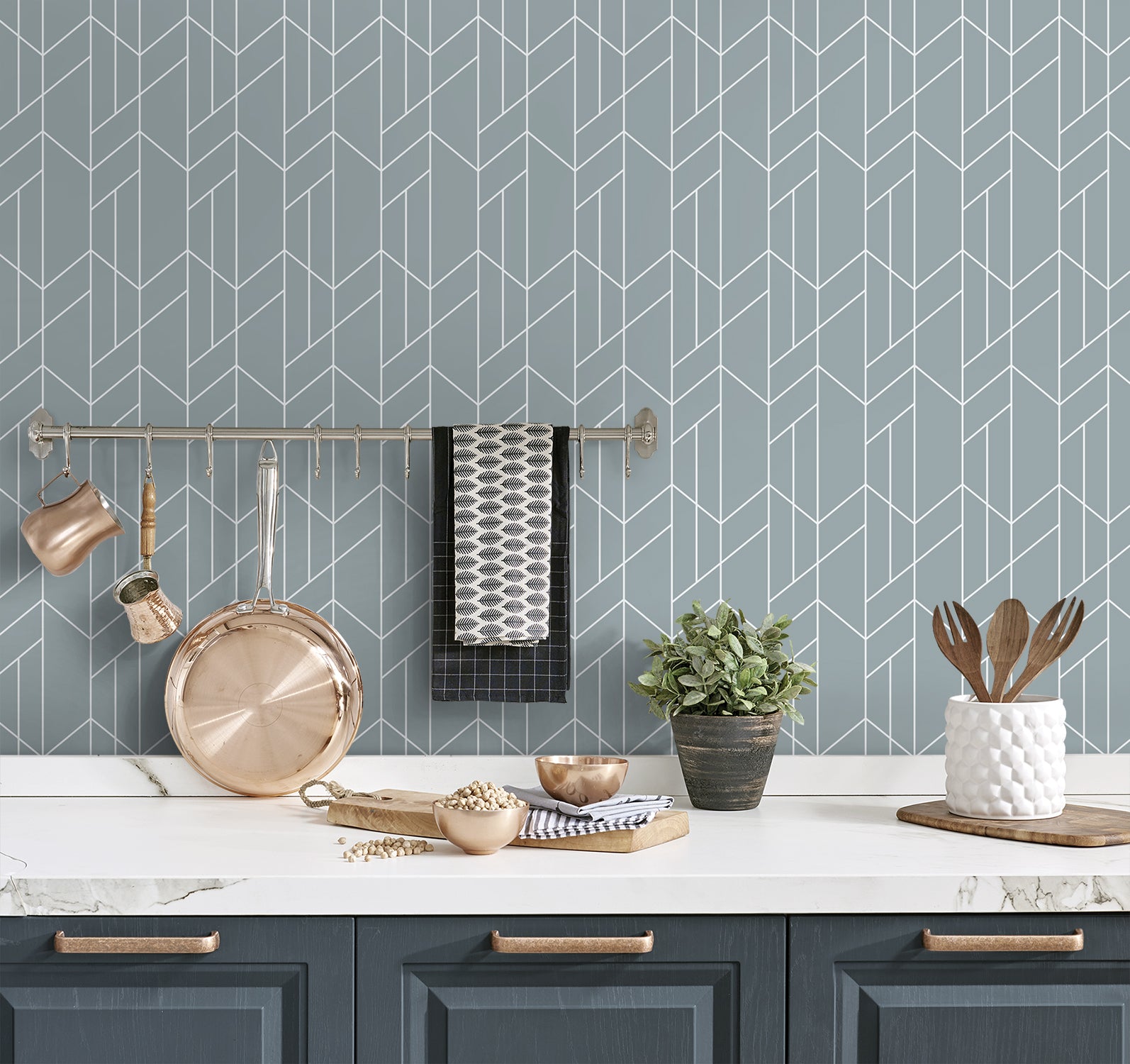 Geometry Peel and Stick wallpaper in light blue color - pattern number NW56802 - by NextWall in the Peel and Stick Wallpaper by Nextwall collection