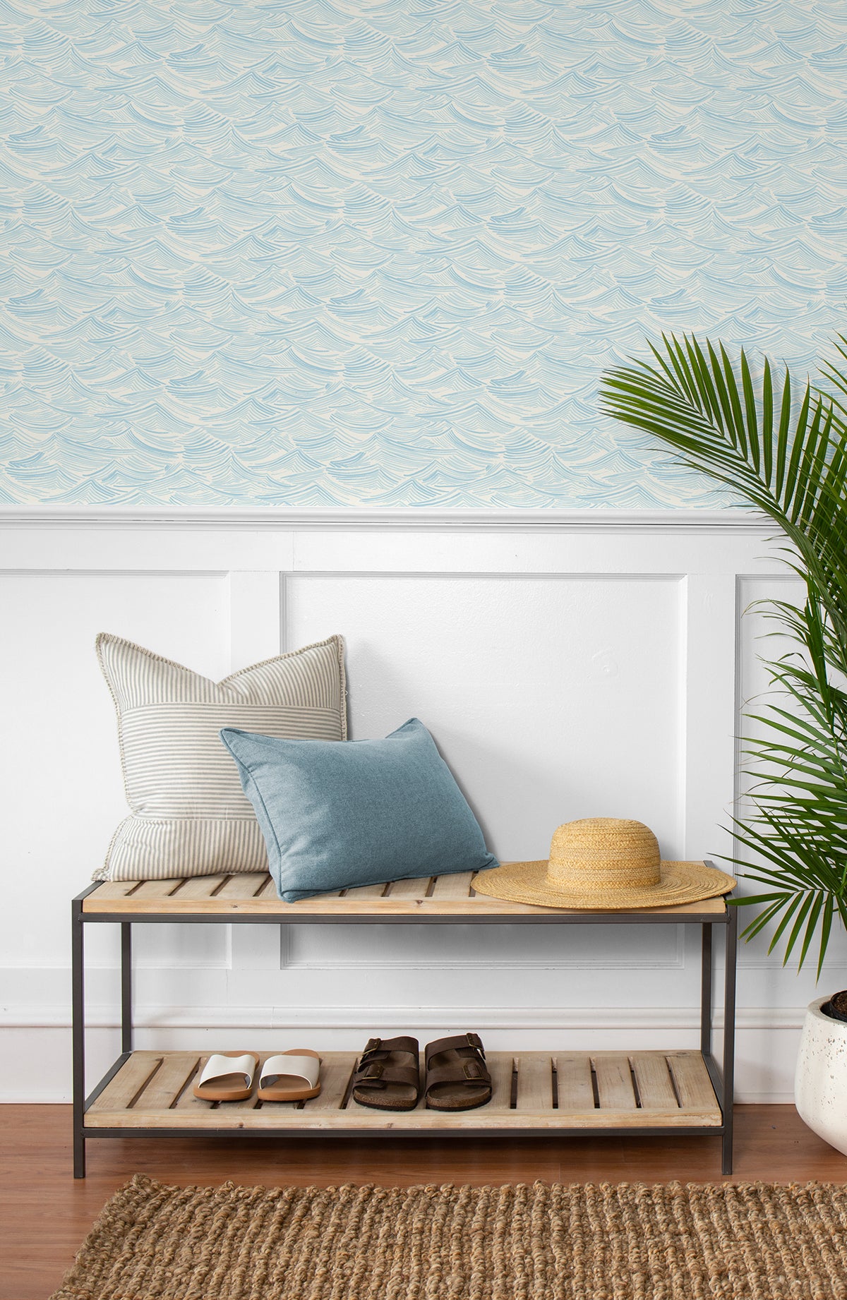 Bayside Waves Peel and Stick wallpaper in sky blue color - pattern number NW57002 - by NextWall in the Peel and Stick Wallpaper by Nextwall collection
