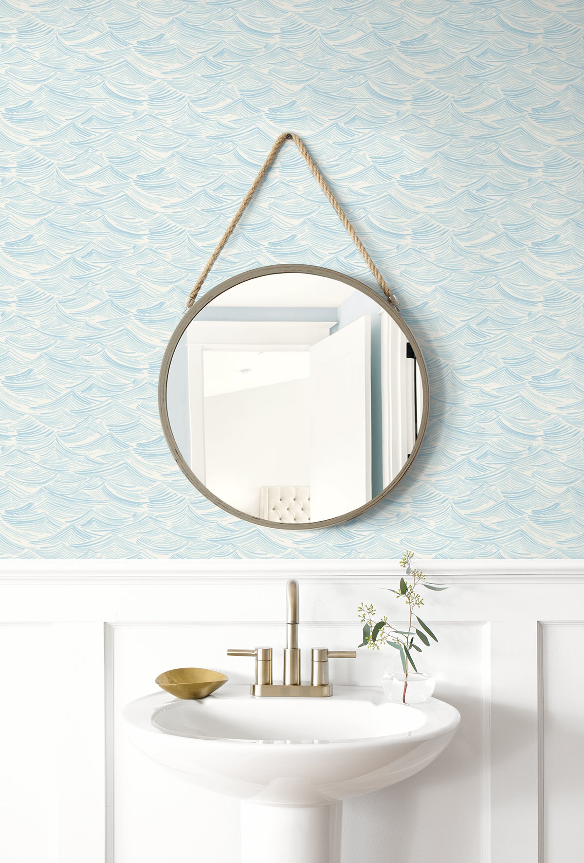 Bayside Waves Peel and Stick wallpaper in sky blue color - pattern number NW57002 - by NextWall in the Peel and Stick Wallpaper by Nextwall collection