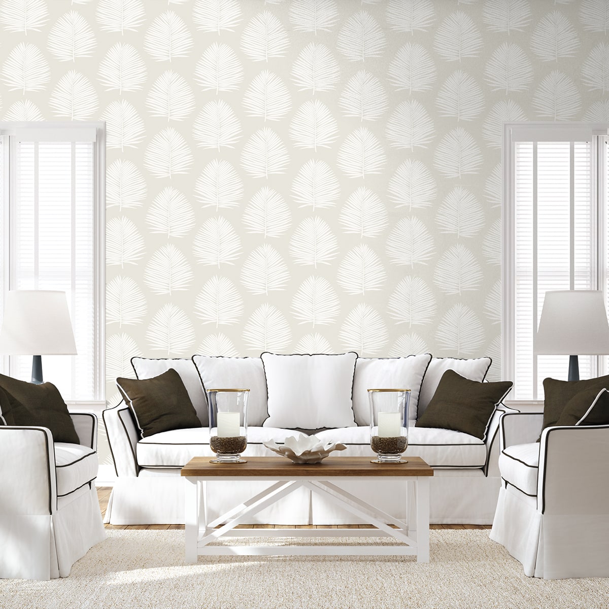 Island Palm Peel and Stick wallpaper in alabaster color - pattern number NW57100 - by NextWall in the Peel and Stick Wallpaper by Nextwall collection