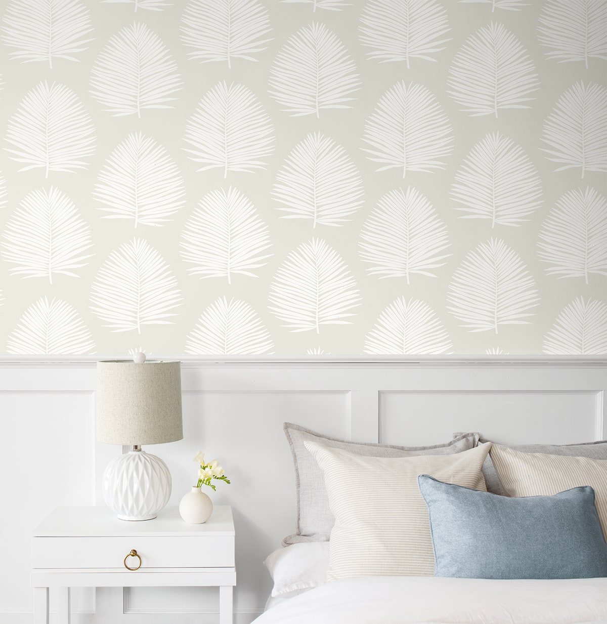 Island Palm Peel and Stick wallpaper in alabaster color - pattern number NW57100 - by NextWall in the Peel and Stick Wallpaper by Nextwall collection