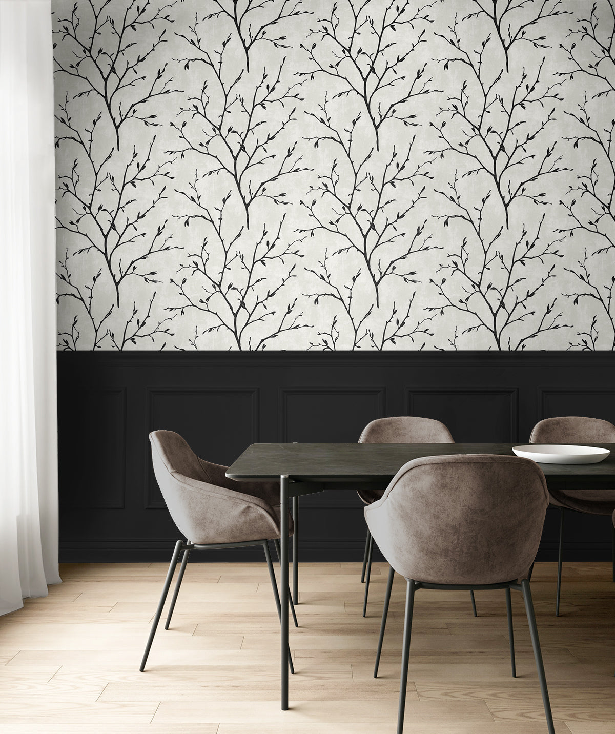 Tree Silhouette Peel and Stick wallpaper in contrast color - pattern number NW57400 - by NextWall in the Peel and Stick Wallpaper by Nextwall collection