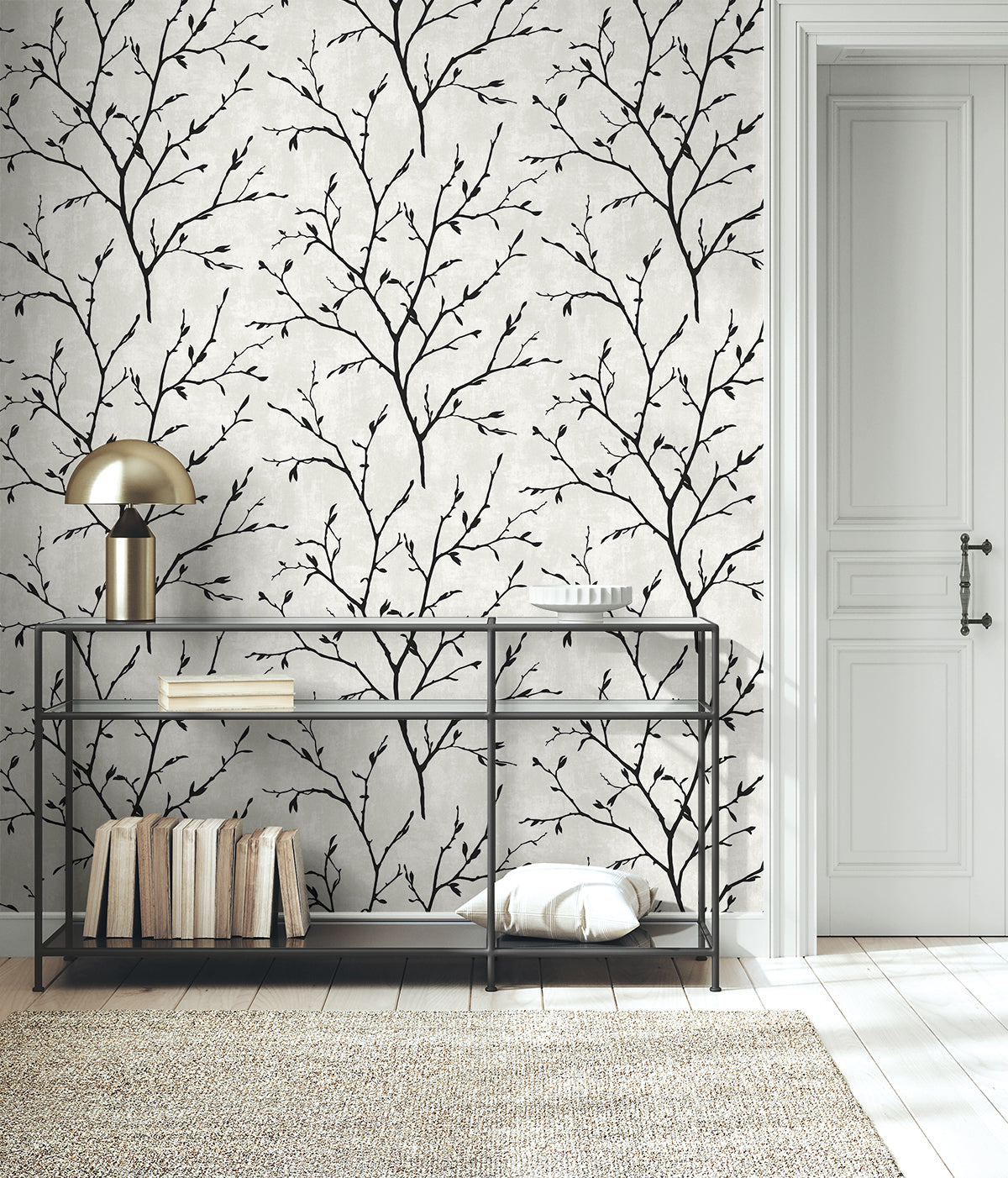 Tree Silhouette Peel and Stick wallpaper in contrast color - pattern number NW57400 - by NextWall in the Peel and Stick Wallpaper by Nextwall collection