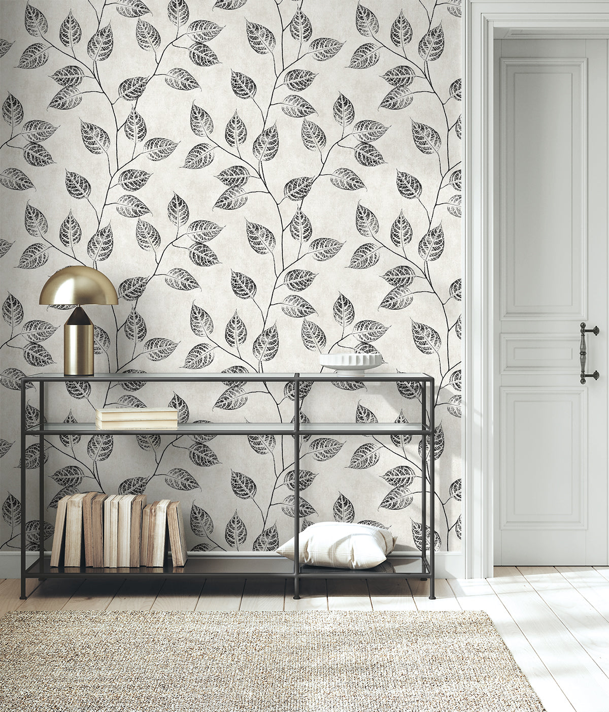 Leaf Silhouette Peel and Stick wallpaper in contrast color - pattern number NW57500 - by NextWall in the Peel and Stick Wallpaper by Nextwall collection