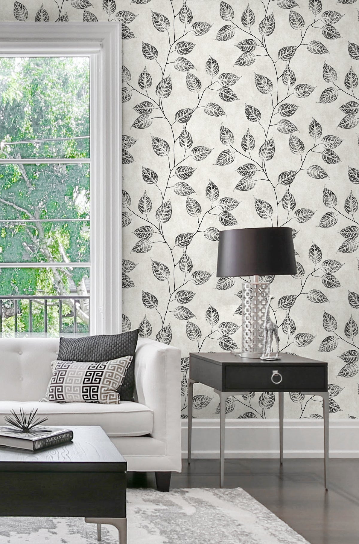 Leaf Silhouette Peel and Stick wallpaper in contrast color - pattern number NW57500 - by NextWall in the Peel and Stick Wallpaper by Nextwall collection