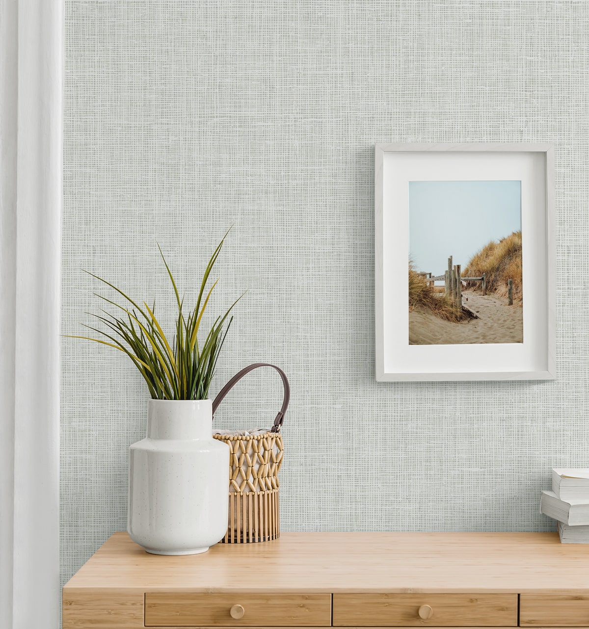 Silas Faux Linen Peel and Stick wallpaper in marshmallow color - pattern number NW57800 - by NextWall in the Peel and Stick Wallpaper by Nextwall collection