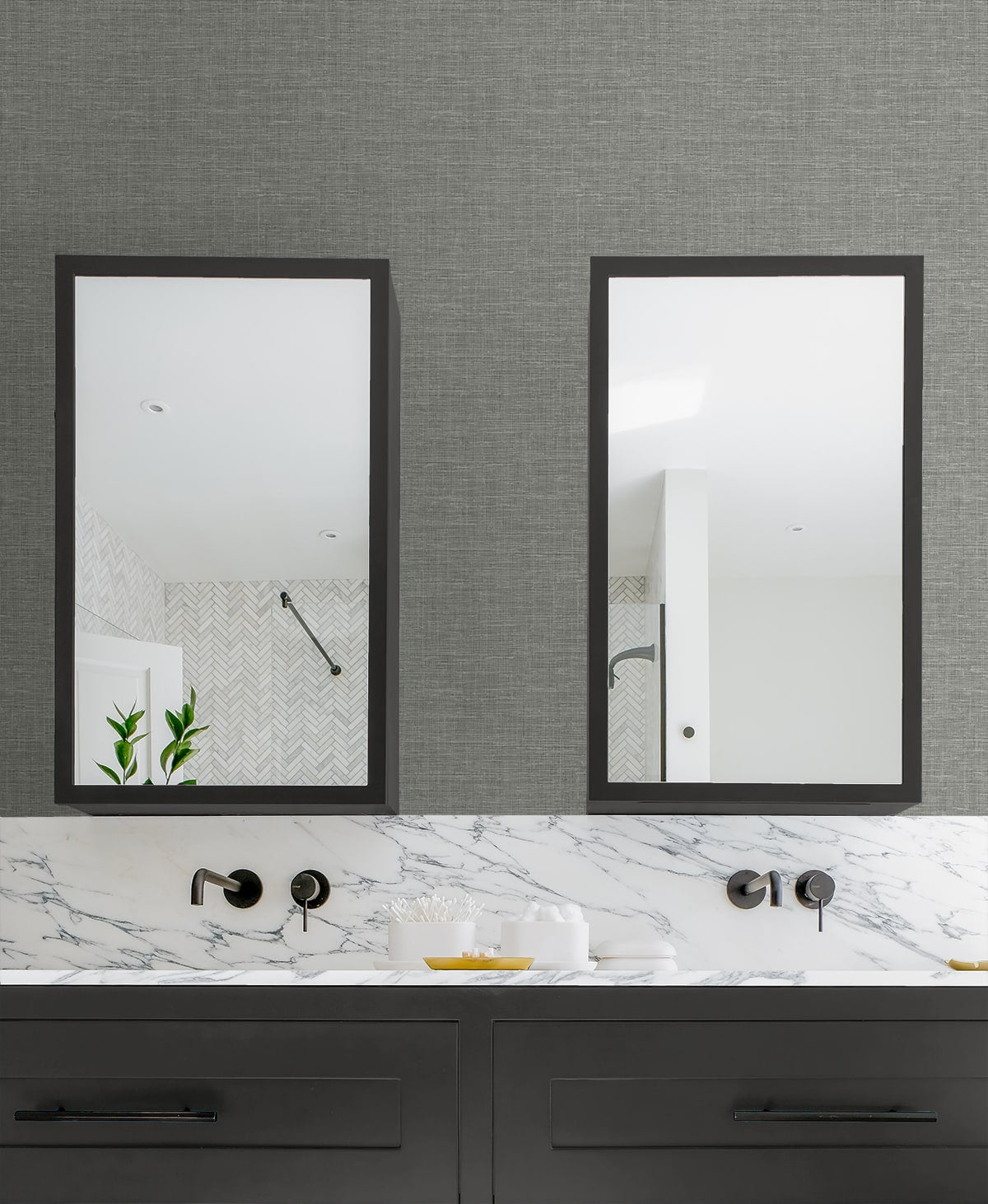 Silas Faux Linen Peel and Stick wallpaper in pavestone color - pattern number NW57808 - by NextWall in the Peel and Stick Wallpaper by Nextwall collection