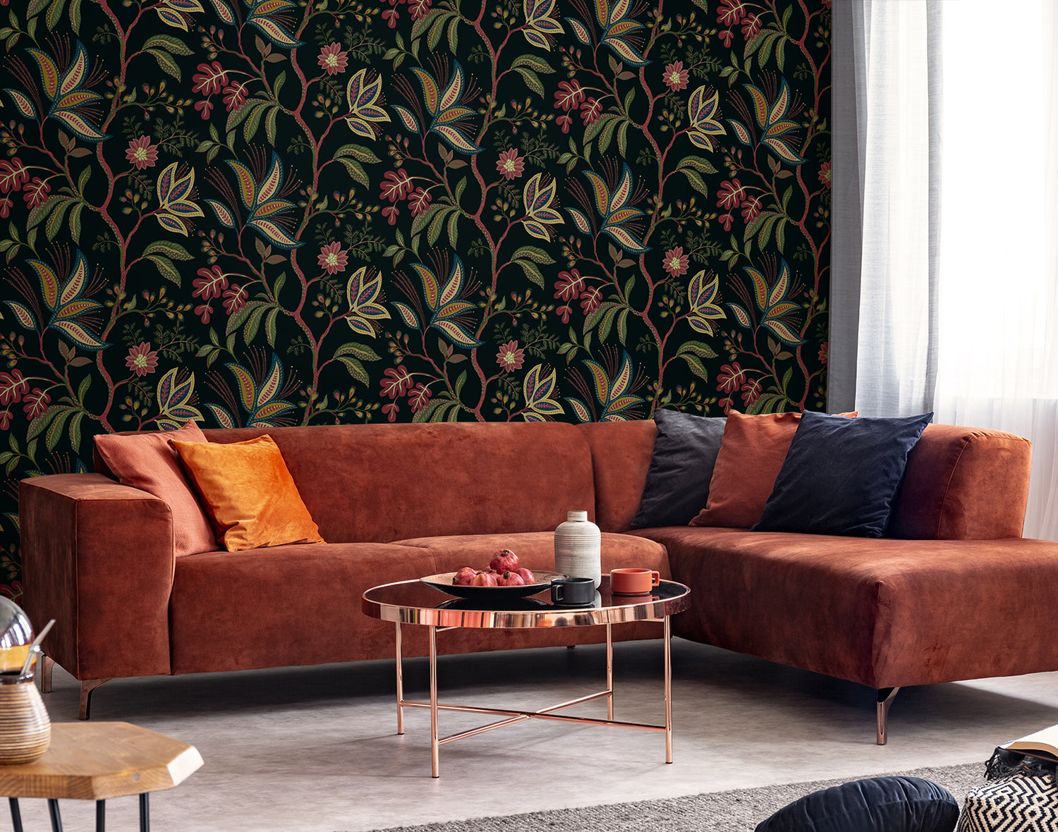 Forest Flourish Peel and Stick wallpaper in ebony color - pattern number NW57900 - by NextWall in the Peel and Stick Wallpaper by Nextwall collection