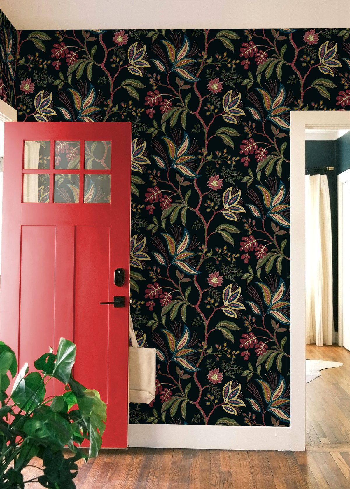 Forest Flourish Peel and Stick wallpaper in ebony color - pattern number NW57900 - by NextWall in the Peel and Stick Wallpaper by Nextwall collection