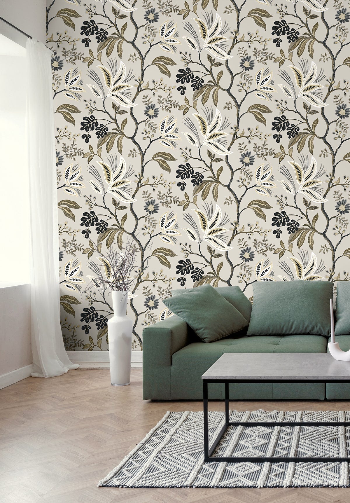 Forest Flourish Peel and Stick wallpaper in neutral color - pattern number NW57908 - by NextWall in the Peel and Stick Wallpaper by Nextwall collection
