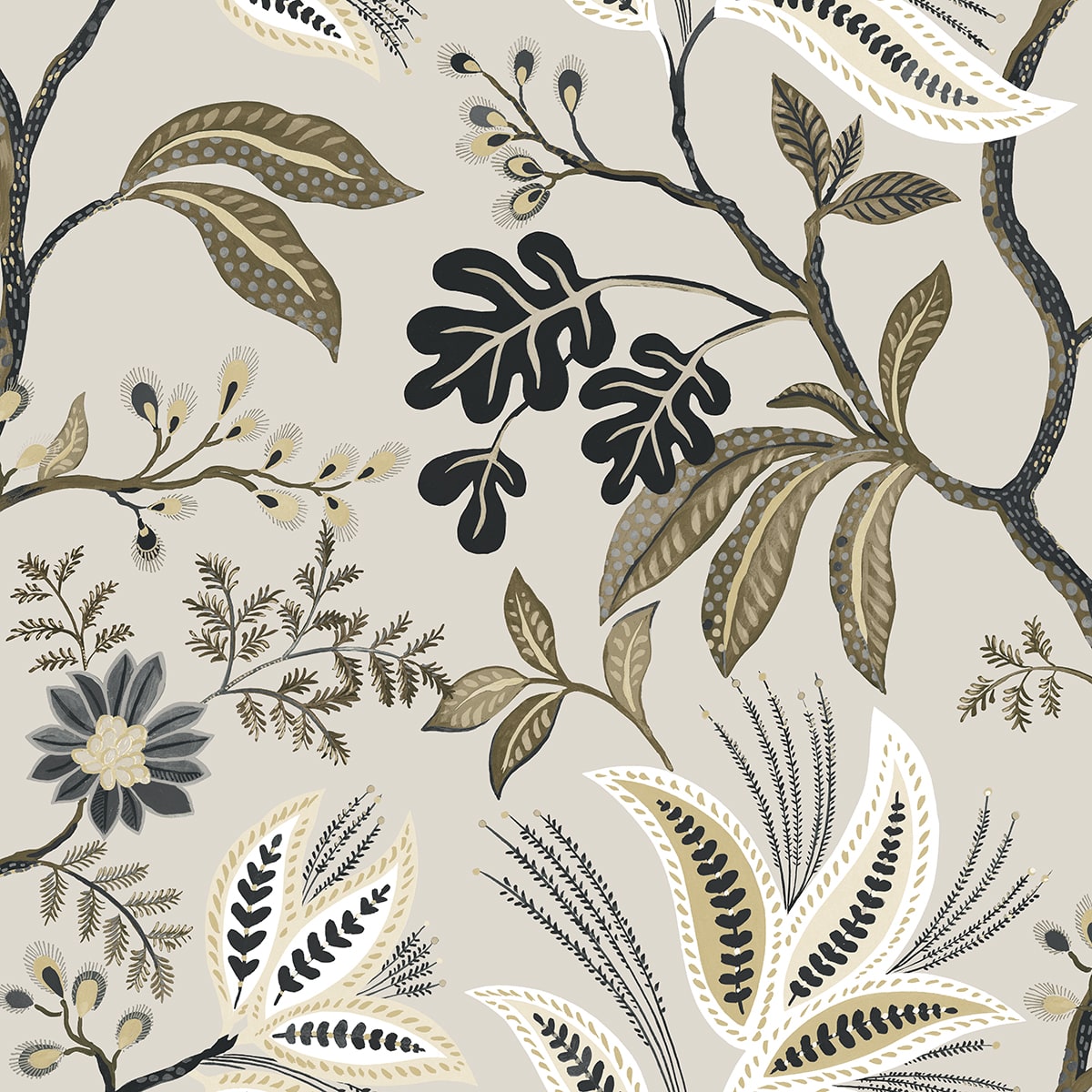 Forest Flourish Peel and Stick wallpaper in neutral color - pattern number NW57908 - by NextWall in the Peel and Stick Wallpaper by Nextwall collection