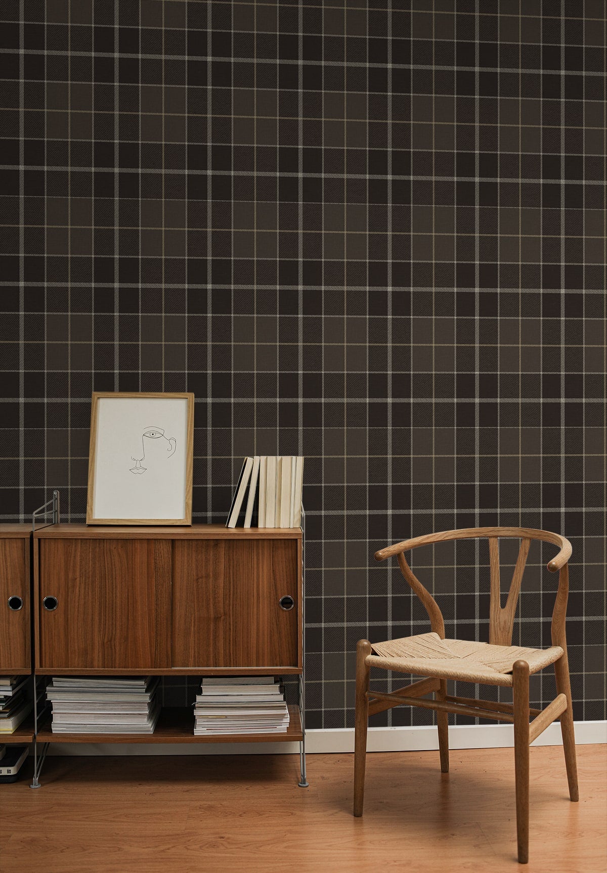 Altarinda Plaid Peel and Stick wallpaper in coffee color - pattern number NW58106 - by NextWall in the Peel and Stick Wallpaper by Nextwall collection
