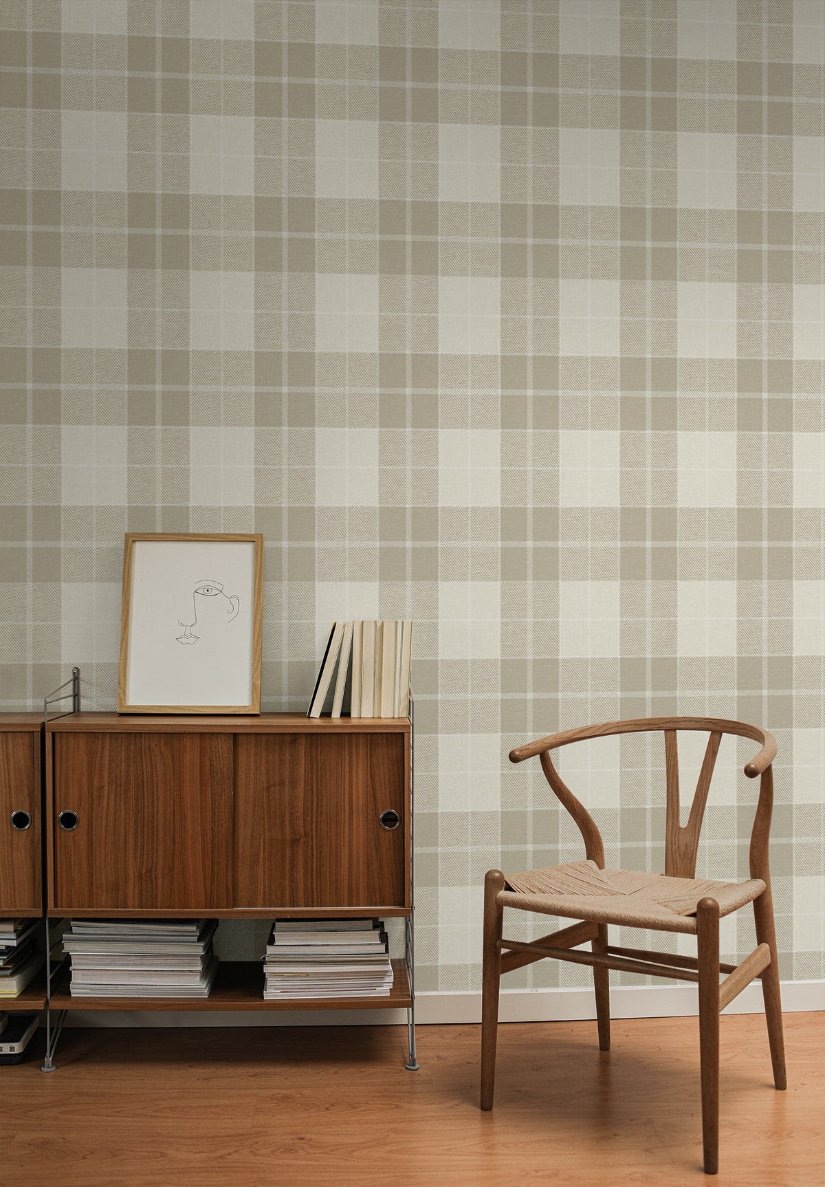 Altarinda Plaid Peel and Stick wallpaper in creme brulee color - pattern number NW58110 - by NextWall in the Peel and Stick Wallpaper by Nextwall collection