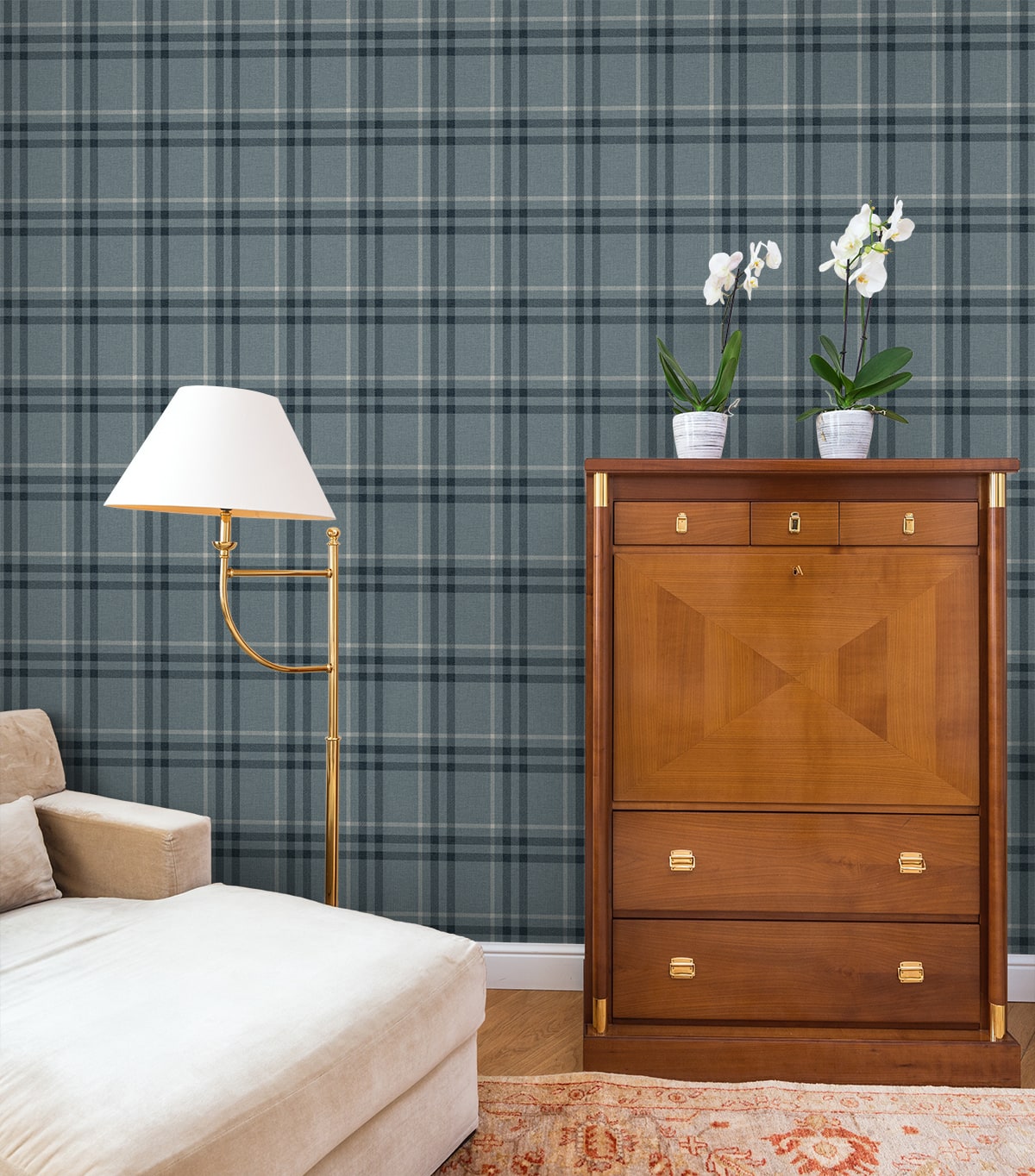 Calverlay Plaid Peel and Stick wallpaper in light blue color - pattern number NW58202 - by NextWall in the Peel and Stick Wallpaper by Nextwall collection