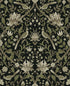 Vintage Bird Ogee Peel and Stick wallpaper in ebony and rosemary color - pattern number NW58300 - by NextWall in the Peel and Stick Wallpaper by Nextwall collection