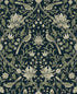 Vintage Bird Ogee Peel and Stick wallpaper in blue and sage color - pattern number NW58302 - by NextWall in the Peel and Stick Wallpaper by Nextwall collection