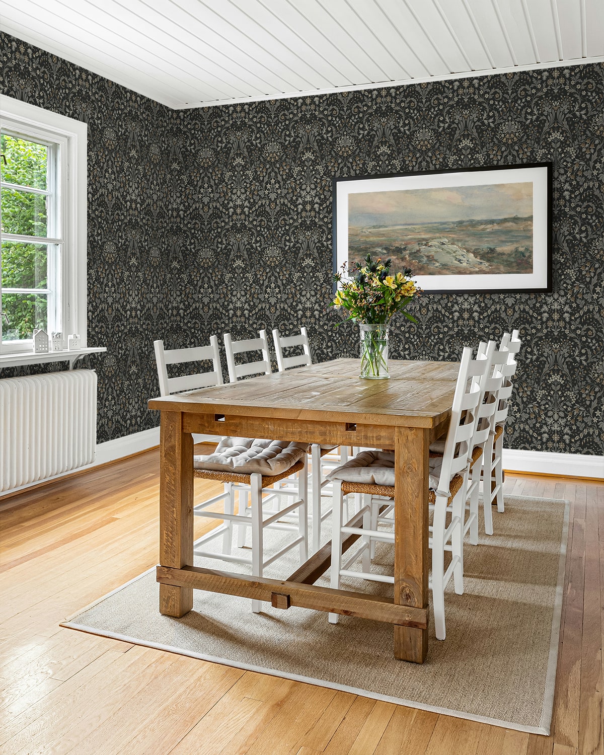 Filigree Floral Peel and Stick wallpaper in charcoal and pavestone color - pattern number NW58400 - by NextWall in the Peel and Stick Wallpaper by Nextwall collection