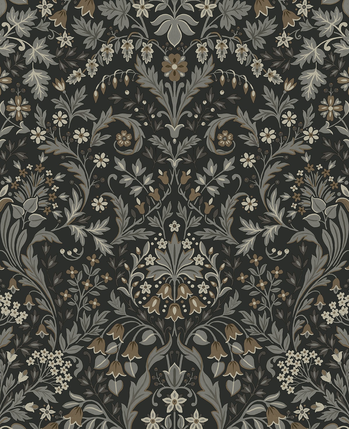 Filigree Floral Peel and Stick wallpaper in charcoal and pavestone color - pattern number NW58400 - by NextWall in the Peel and Stick Wallpaper by Nextwall collection