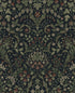 Filigree Floral Peel and Stick wallpaper in midnight blue and sage color - pattern number NW58402 - by NextWall in the Peel and Stick Wallpaper by Nextwall collection