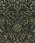 Filigree Floral Peel and Stick wallpaper in ebony and sage color - pattern number NW58404 - by NextWall in the Peel and Stick Wallpaper by Nextwall collection
