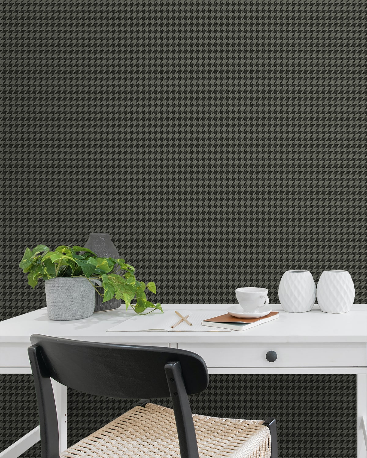 Tailor Houndstooth Peel and Stick wallpaper in stoneware color - pattern number NW58610 - by NextWall in the Peel and Stick Wallpaper by Nextwall collection