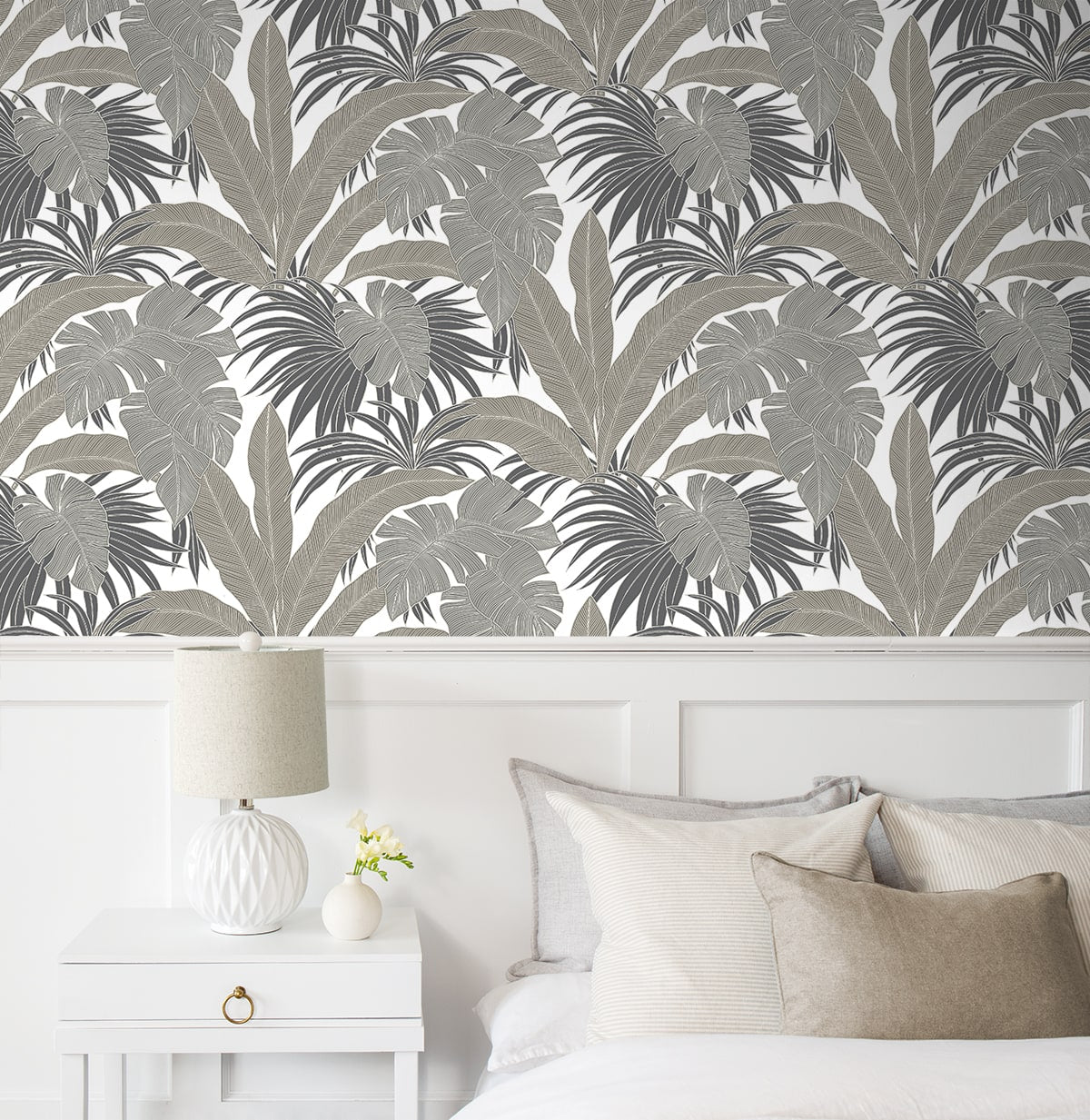Laguna Leaf Peel and Stick wallpaper in pavestone color - pattern number NW58707 - by NextWall in the Peel and Stick Wallpaper by Nextwall collection