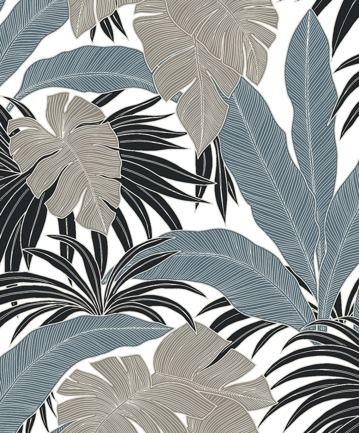 Laguna Leaf Peel and Stick wallpaper in bluestone and grey color - pattern number NW58708 - by NextWall in the Peel and Stick Wallpaper by Nextwall collection