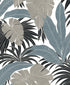 Laguna Leaf Peel and Stick wallpaper in bluestone and grey color - pattern number NW58708 - by NextWall in the Peel and Stick Wallpaper by Nextwall collection