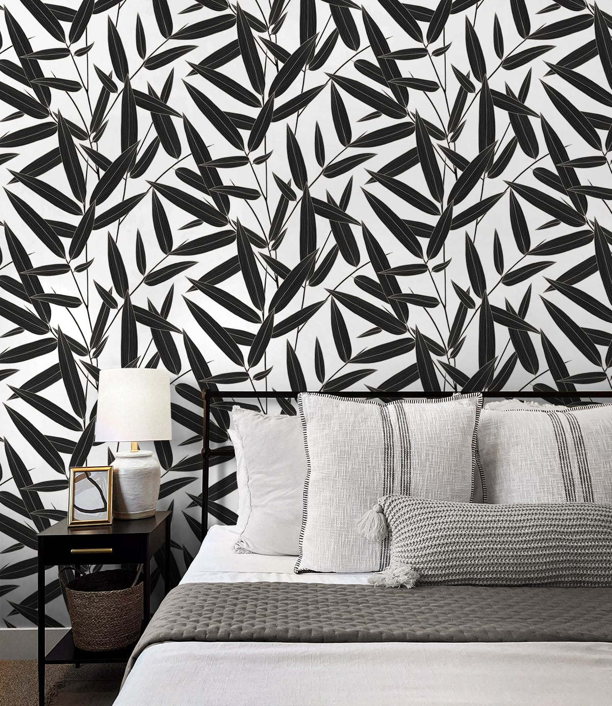 Leaf Branch Trail Peel and Stick wallpaper in ebony color - pattern number NW58800 - by NextWall in the Peel and Stick Wallpaper by Nextwall collection