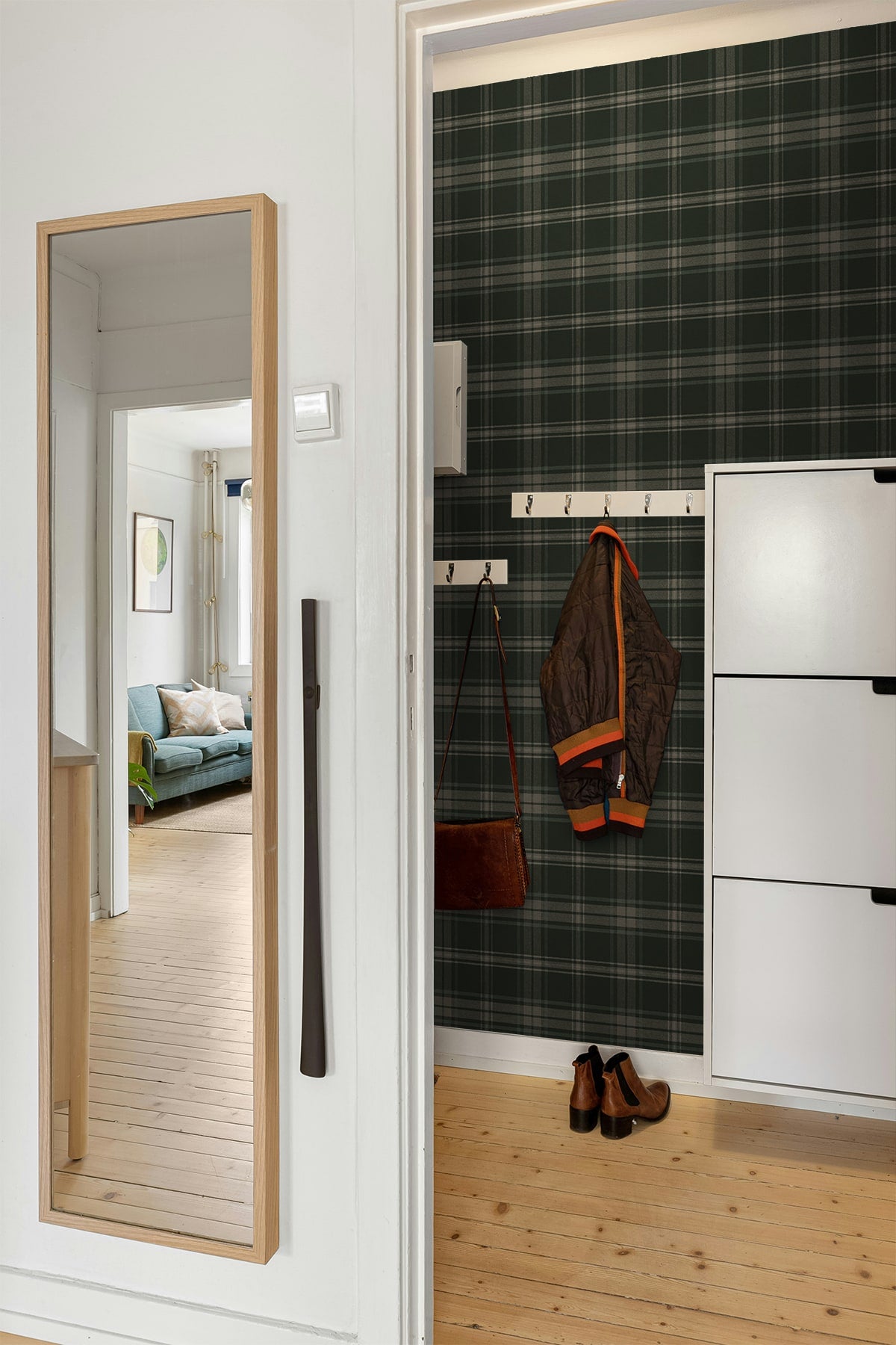 Sennehill Plaid Peel and Stick wallpaper in greenery color - pattern number NW58904 - by NextWall in the Peel and Stick Wallpaper by Nextwall collection