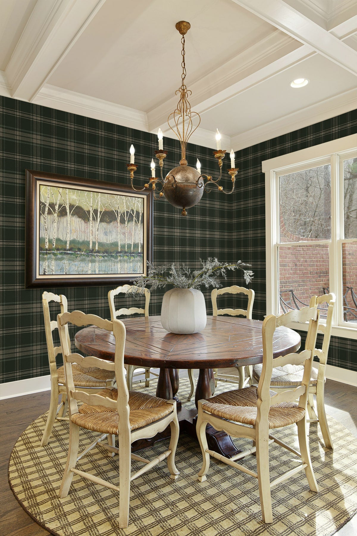 Sennehill Plaid Peel and Stick wallpaper in greenery color - pattern number NW58904 - by NextWall in the Peel and Stick Wallpaper by Nextwall collection