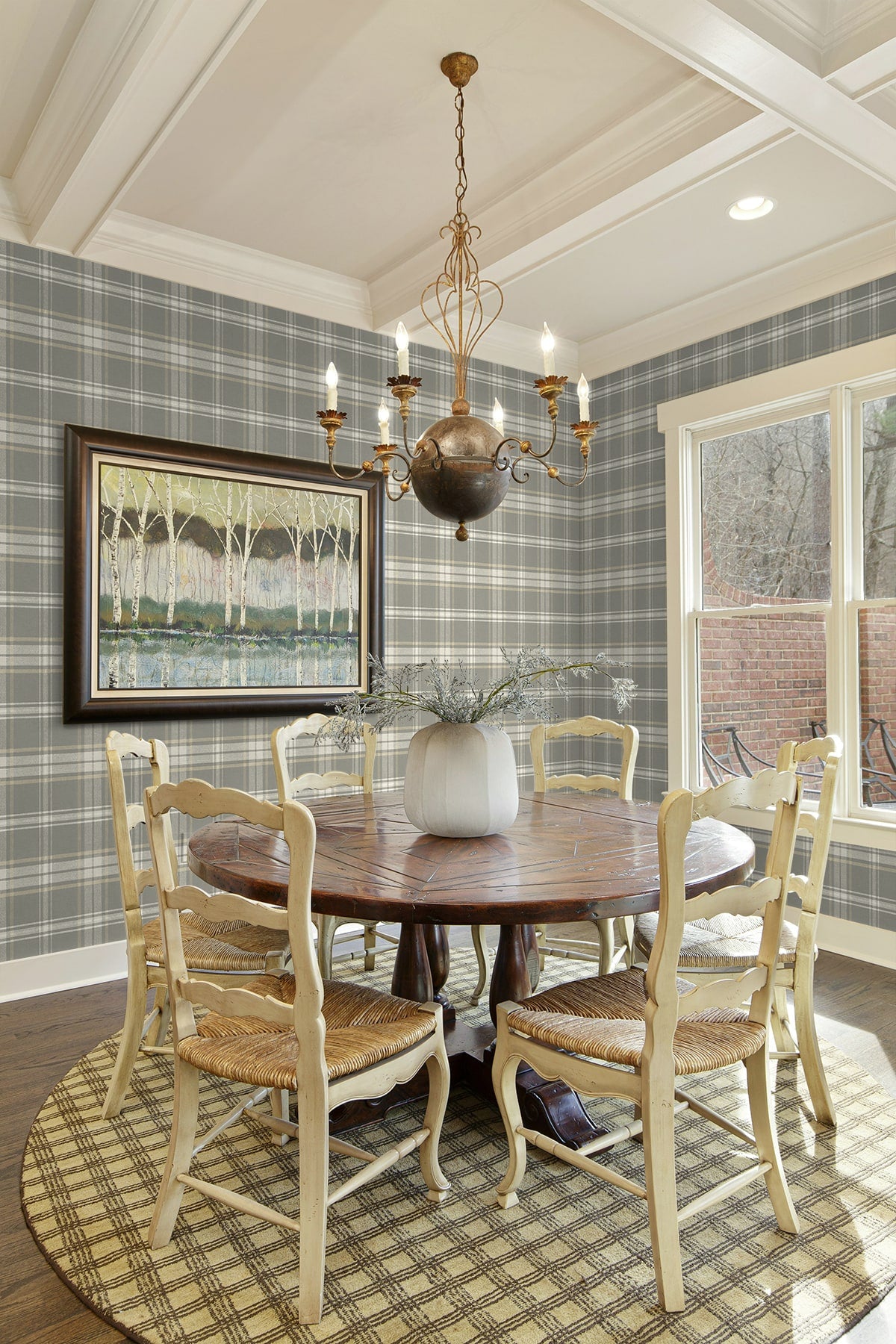 Sennehill Plaid Peel and Stick wallpaper in daydream grey color - pattern number NW58908 - by NextWall in the Peel and Stick Wallpaper by Nextwall collection