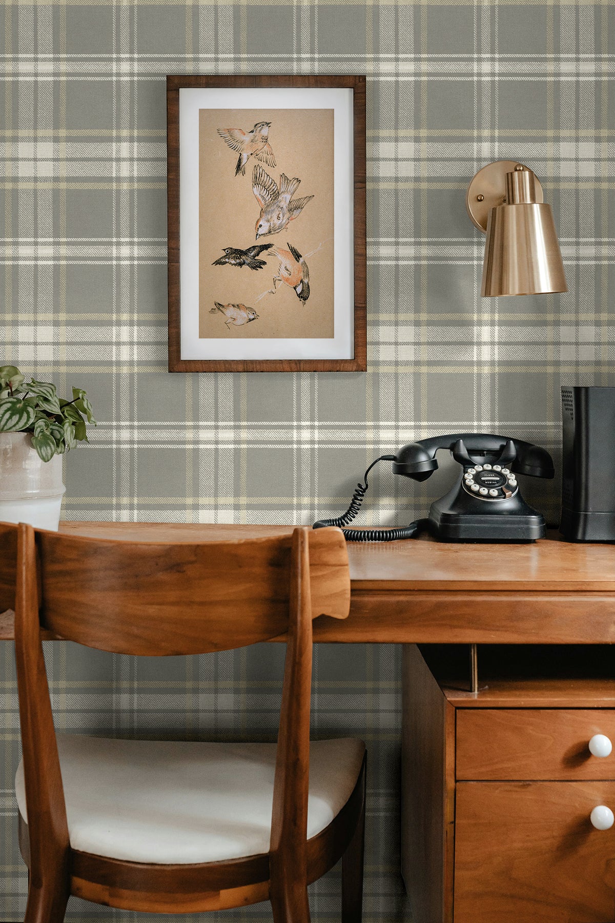 Sennehill Plaid Peel and Stick wallpaper in daydream grey color - pattern number NW58908 - by NextWall in the Peel and Stick Wallpaper by Nextwall collection