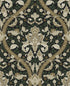 Acanthus Ogee Peel and Stick wallpaper in ebony and green color - pattern number NW59004 - by NextWall in the Peel and Stick Wallpaper by Nextwall collection
