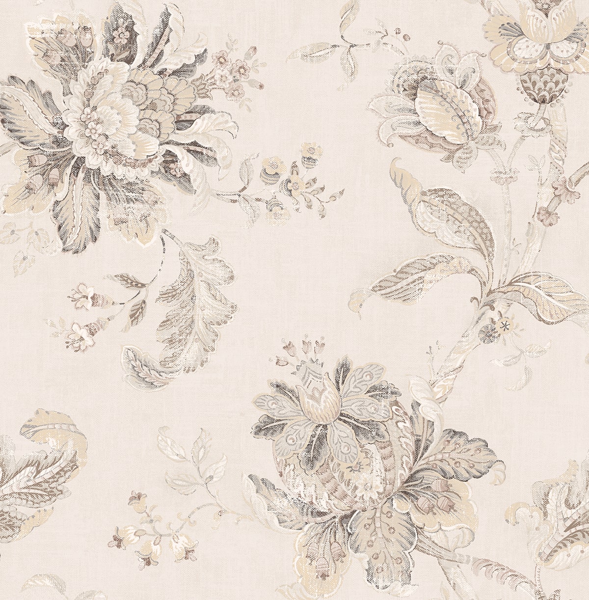 Anelda Jacobean Peel and Stick wallpaper in linen and latte color - pattern number NW59105 - by NextWall in the Peel and Stick Wallpaper by Nextwall collection
