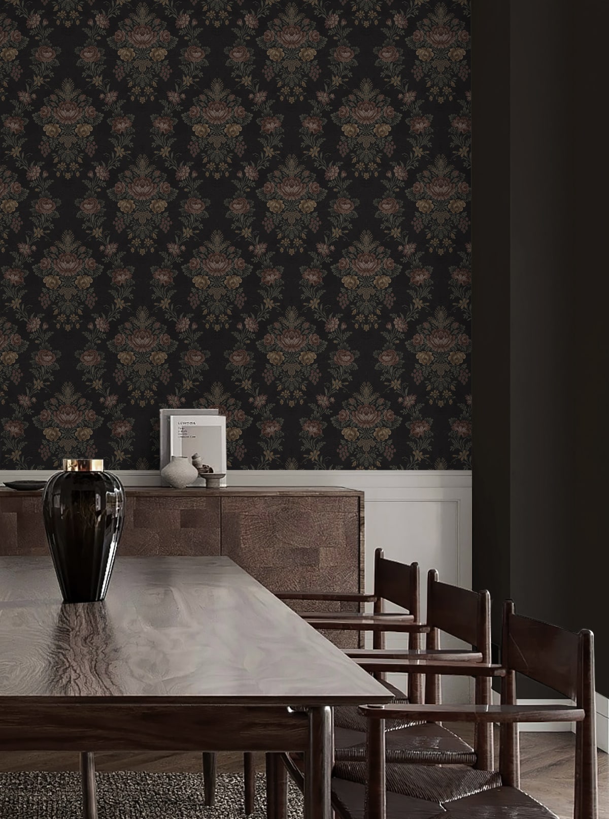 Hasset Tapestry Floral Peel and Stick wallpaper in wrought iron color - pattern number NW59200 - by NextWall in the Peel and Stick Wallpaper by Nextwall collection
