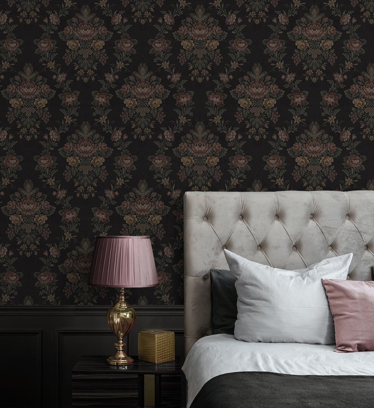 Hasset Tapestry Floral Peel and Stick wallpaper in wrought iron color - pattern number NW59200 - by NextWall in the Peel and Stick Wallpaper by Nextwall collection