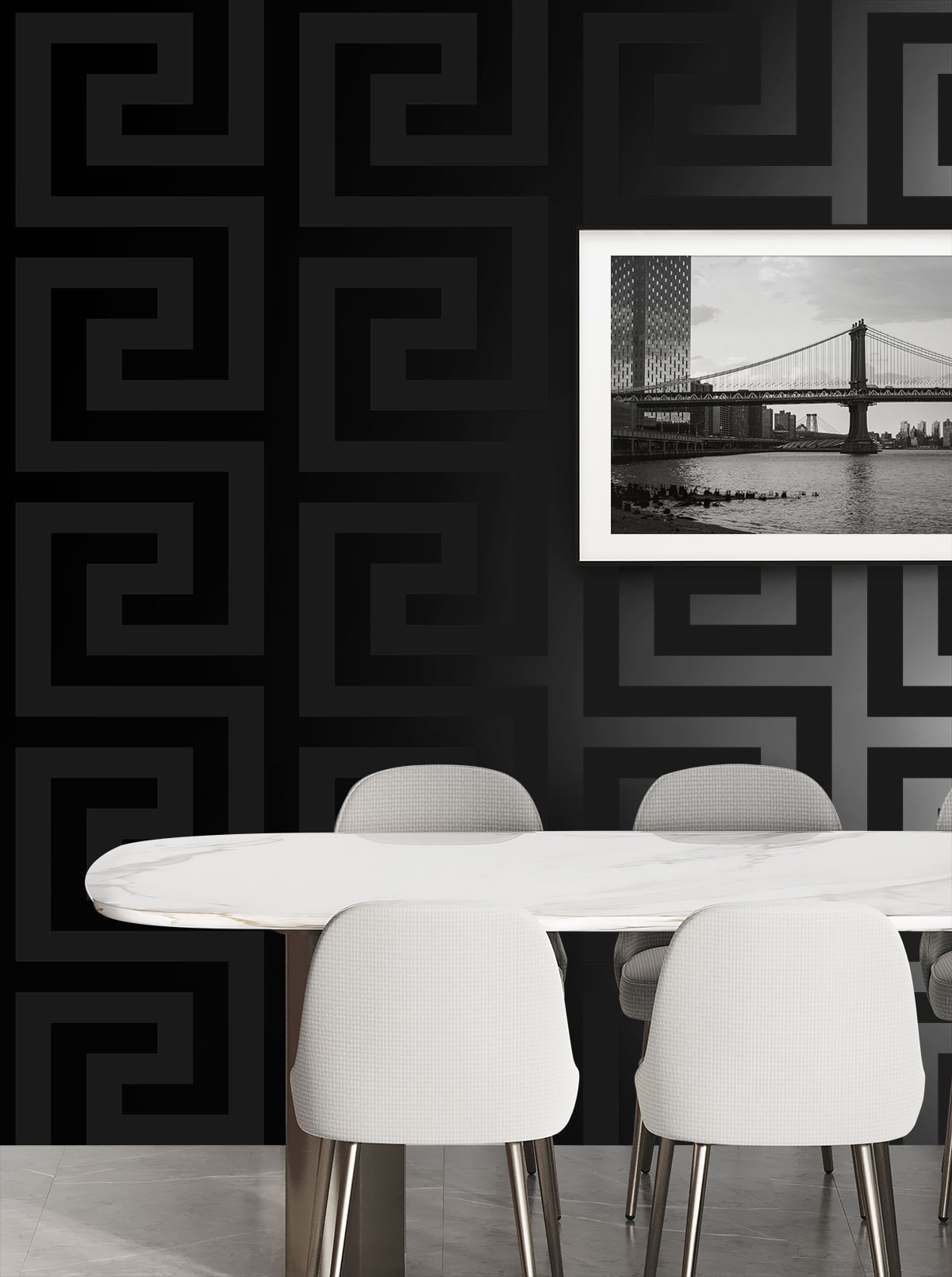 Geometric Maze Peel and Stick fabric in onyx color - pattern number NW59400 - by NextWall in the Peel and Stick Wallpaper by Nextwall collection